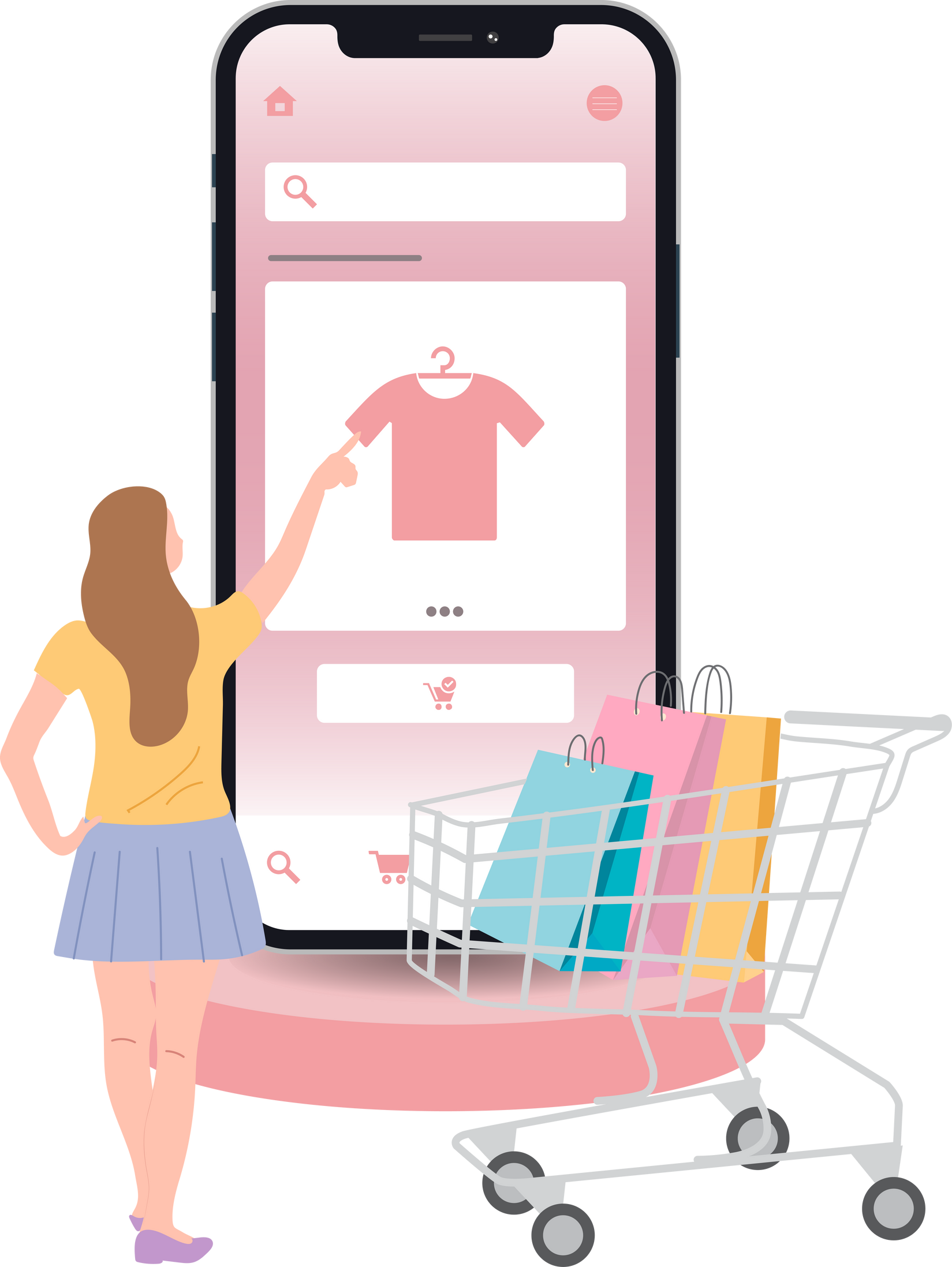 A woman shop at an clothing online store.